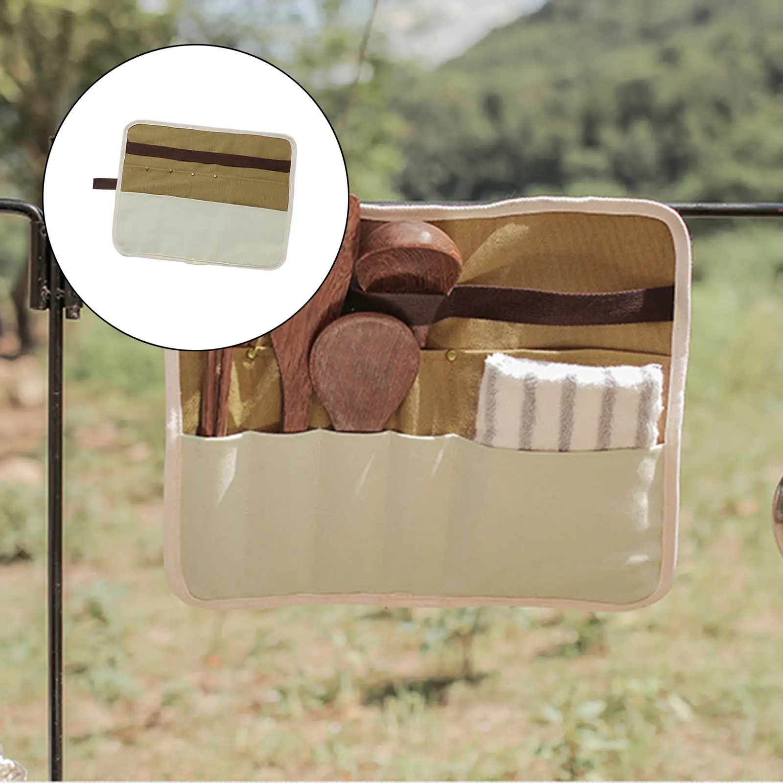 Details about   Outdoor Camping Anti Tarnish Storage Bag Picnic Cutlery Tableware Hanging Roll 