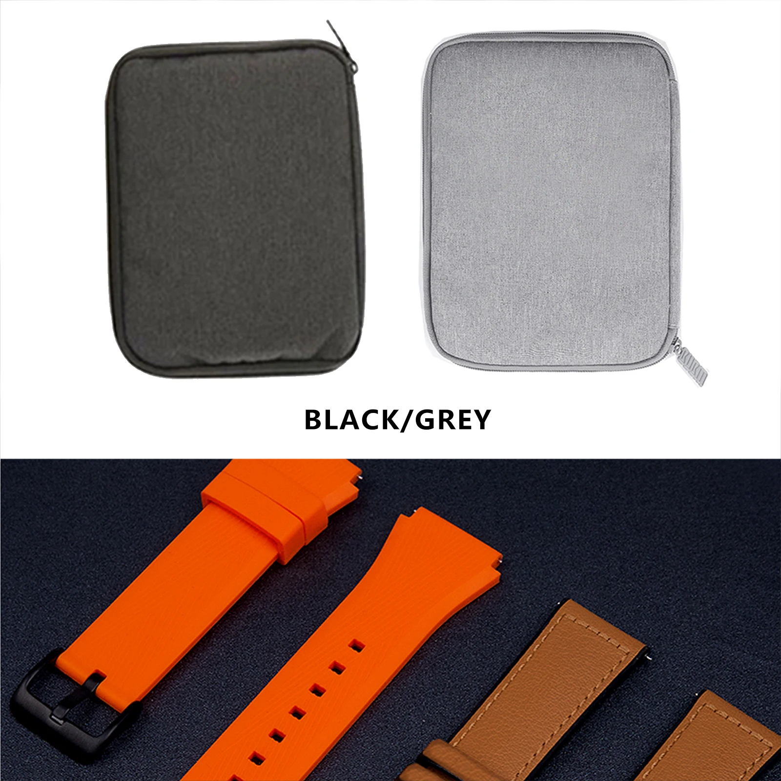 Watch Strap Storage Bag Solid Protective Zipper Watchband Pouch Box Holder