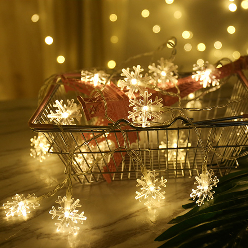 Floco de Neve Luzes da Corda Alimentado por Bateria Festa ao ar Decoração do Ano Cintilação Guirlandas Árvore Natal Cortina Lâmpada Feriado Livre Novo Led 5 Cheap Fios de iluminação