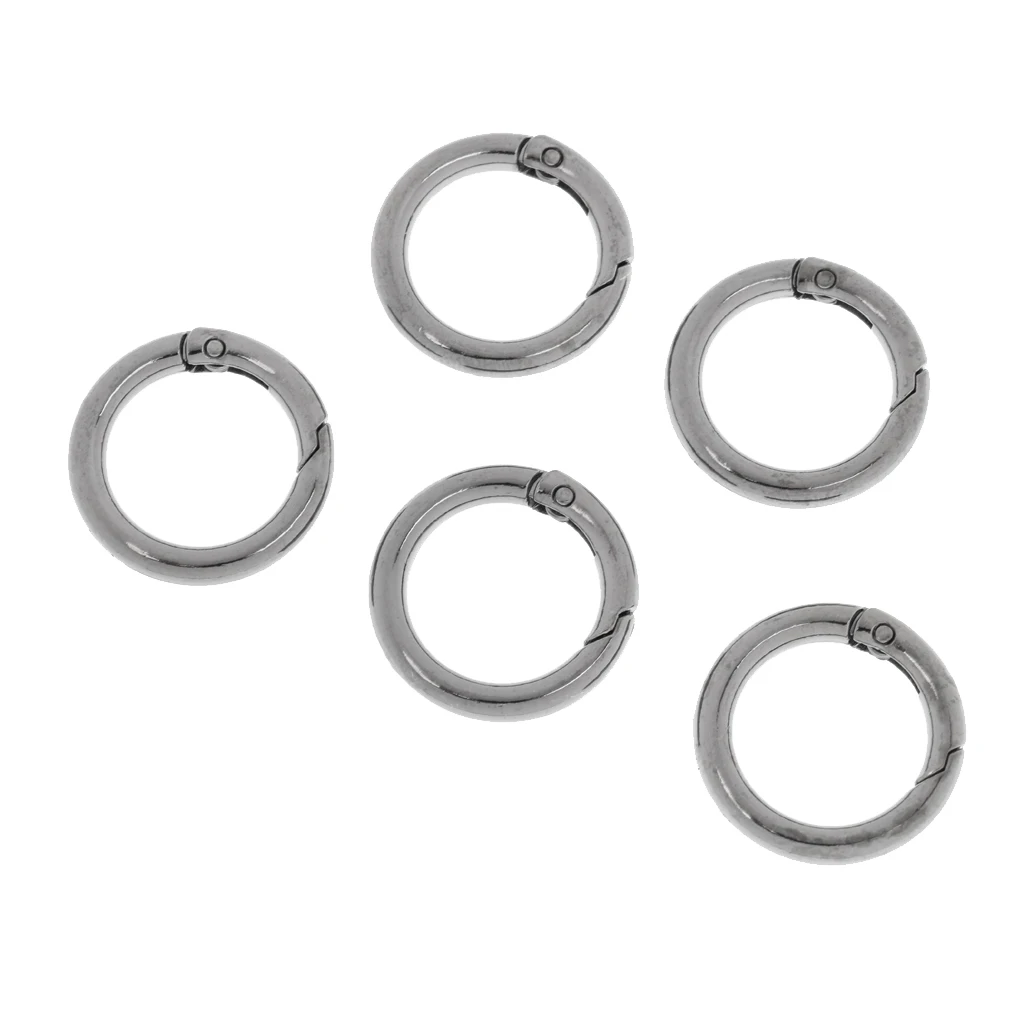 5x 28mm Zinc Alloy Circle Round Carabiners Keychain Spring Snap Clip Hook Buckle