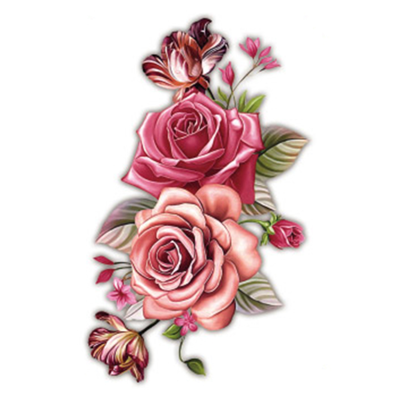 Best of Pink Bloom Rose Water Transfer Fake Tattoo Stickers Women Body Chest Art Temporary Waist Bracelet Flash Tatoos Flower For Girl Reviews & Tips - Image 3