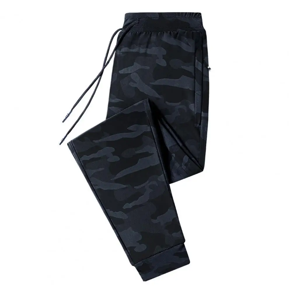 Men Autumn Drawstring Thick Warm Pants Camouflage Ankle Tied Sweatpants Trousers gray sweatpants