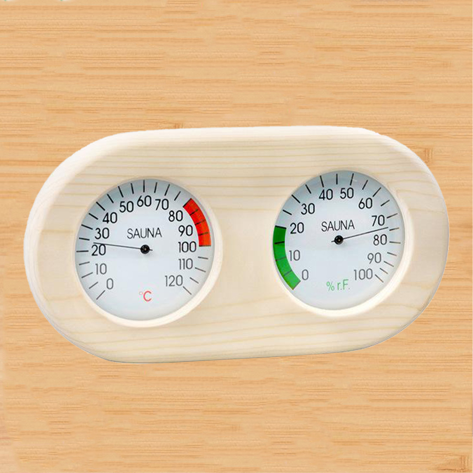 Pine Wood Sauna Hygrothermograph, Durable 2 in 1 Thermometer Hygrometer, Family Hotel Indoor Humidity Temperature Measure Gauge