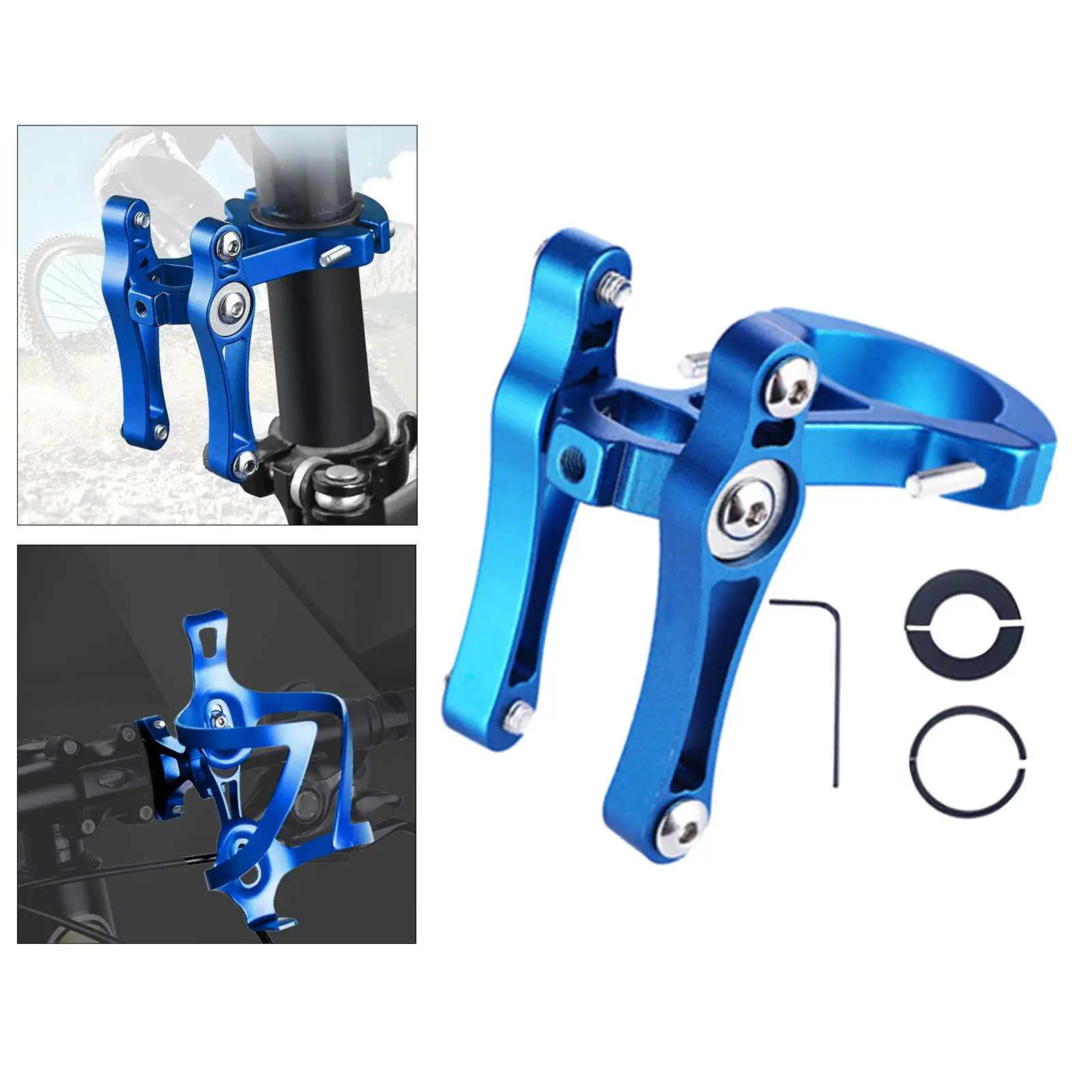 Bicycle Water Bottle Cage Holder Strong CNC Machined Adjustable Mount Adapter Clamp for Mountain Bike Road Bike Cycling MTB
