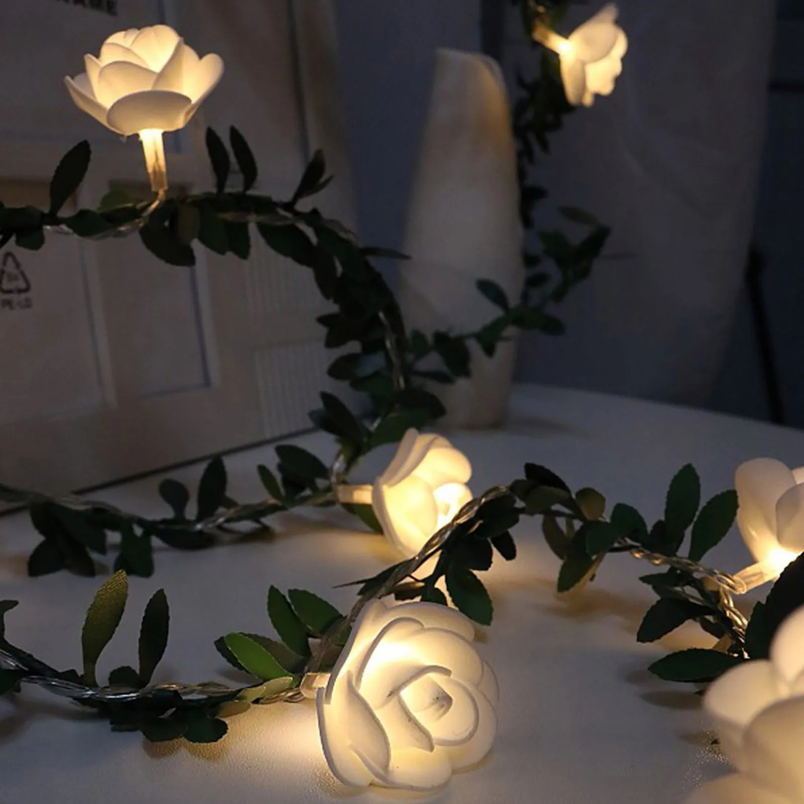 20 LED Rose Flower Warm White Fairy String Light Xmas Party Battery Operated SS 