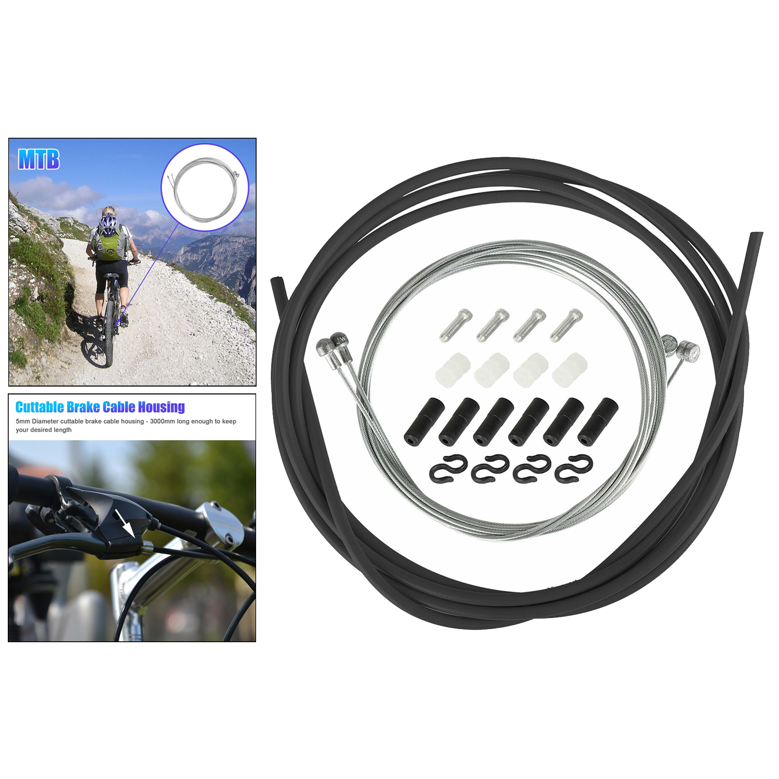 Universal Bike Cable Housing Set Brake er Hose Sleeve Cap Crimps Kits