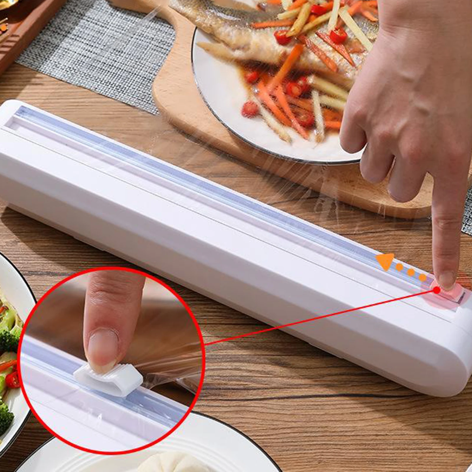 DIY Cling Film Storage Holder Restaurant Plastic Cutter Easy to Cut Kitchen Sealing Food Wrap Dispenser Cutting Box