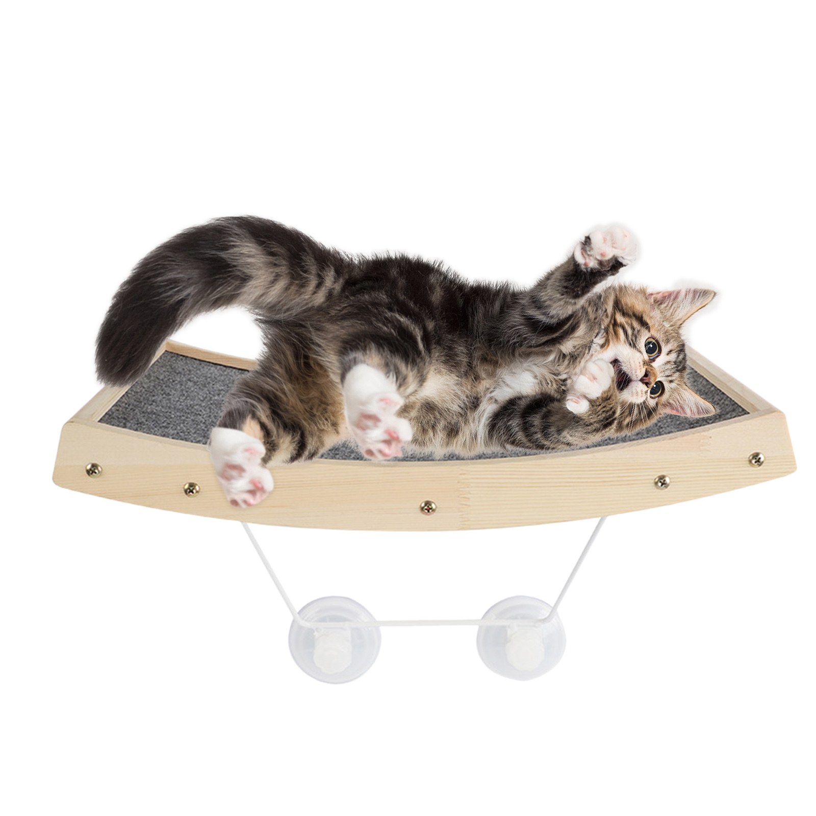 Wooden Cat Window Perch Scratch Board Resting Bed Seat Toy Sunbathing Napping Space Saving