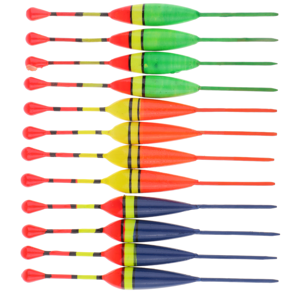 12pcs/pack Fishing Float Bobbers Set Wooden Fishing Buoy Rock Fishing
