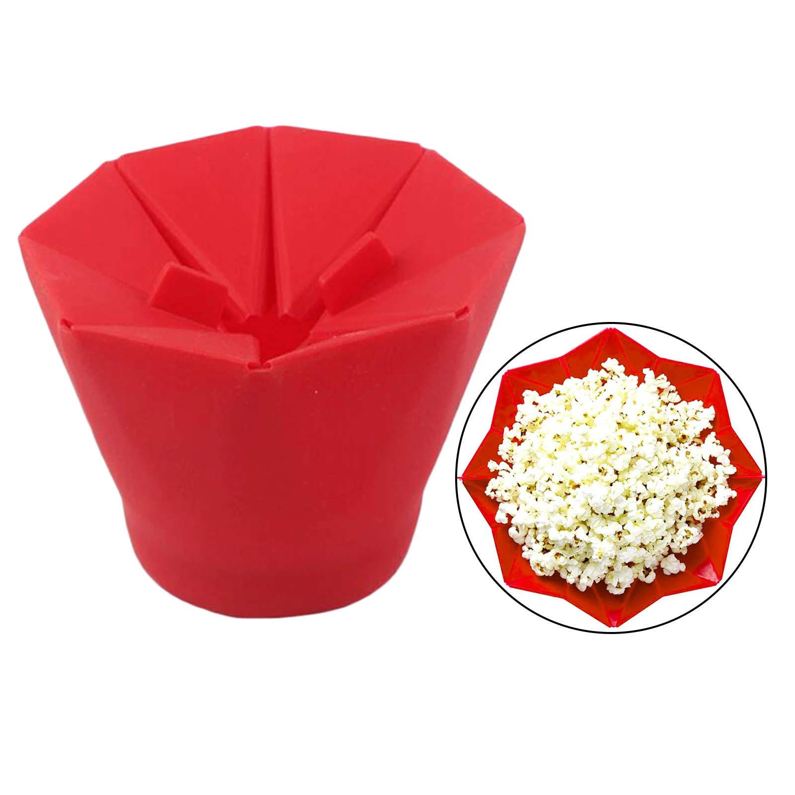 Silicone Microwave Popcorn Maker Folding Bowl Popcorn Bucket Kitchen Cooking Accessory Red Popcorn Bucket Bowl Maker