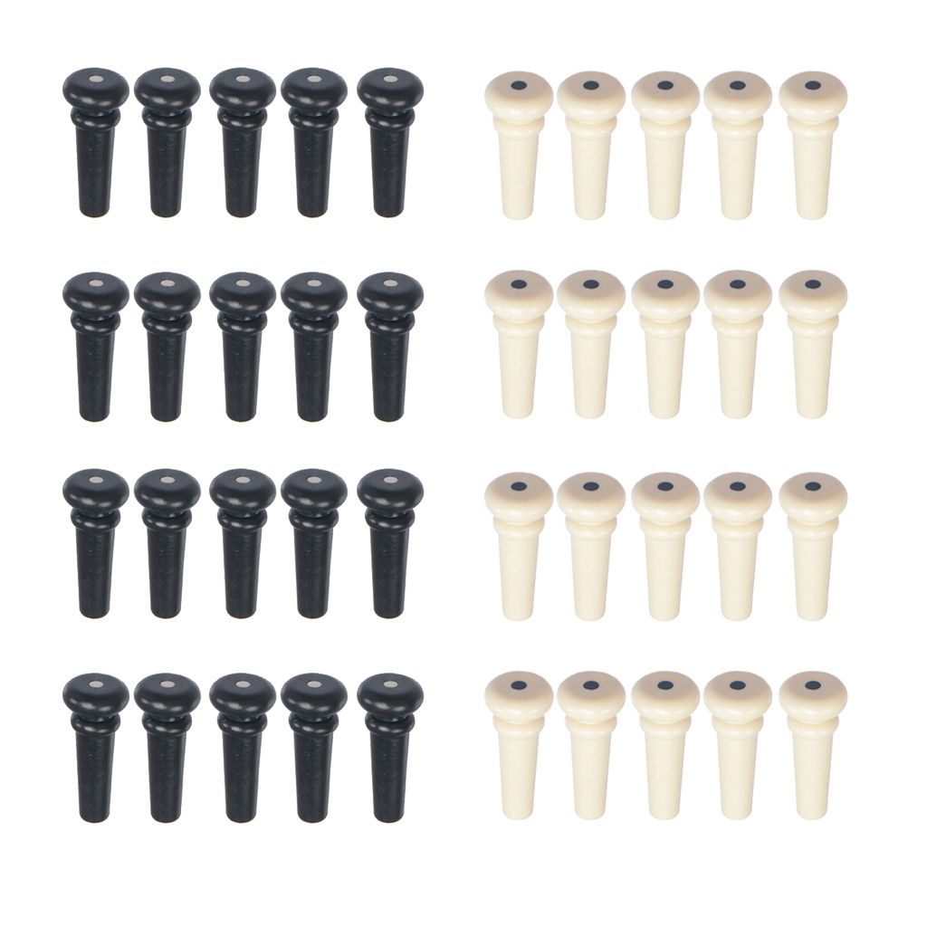 20pcs Acoustic Folk Guitar Plastic Endpins with Dot Inlay Black