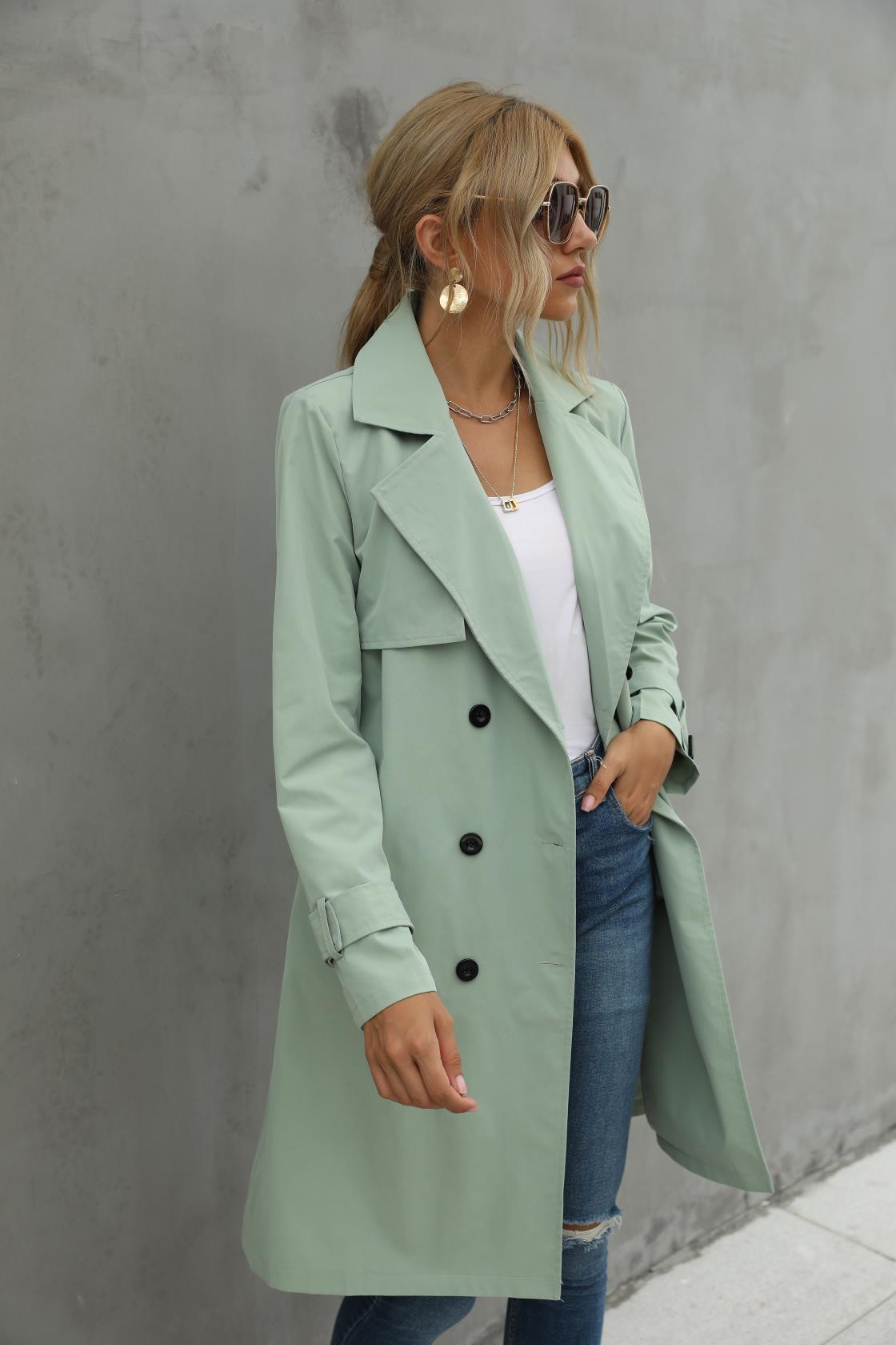 lapela duplo breasted com cinto trench coat