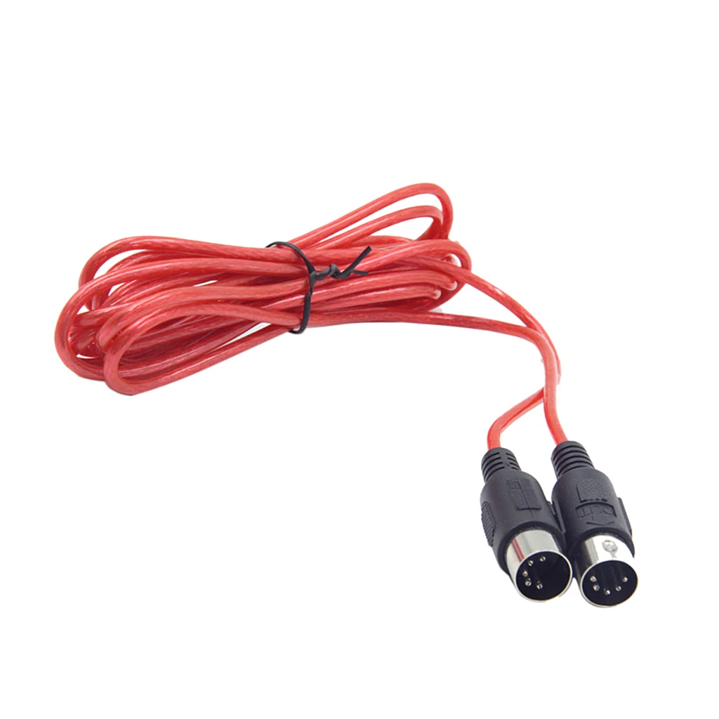 Red 5 Pin Male To 5 Pin Male MIDI Extension Cable Guitar Amplifier Connector 3 Meters