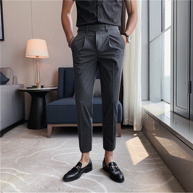 Dress Pants For Men Korean Luxury Clothing Pantalones Hombre Slim