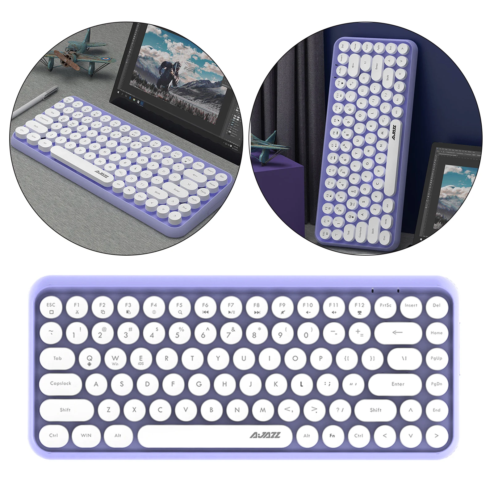 Portable Bluetooth Keyboards, Wireless Mini Compact Retro Typewriter Flexible 84Keys Design Keyboard