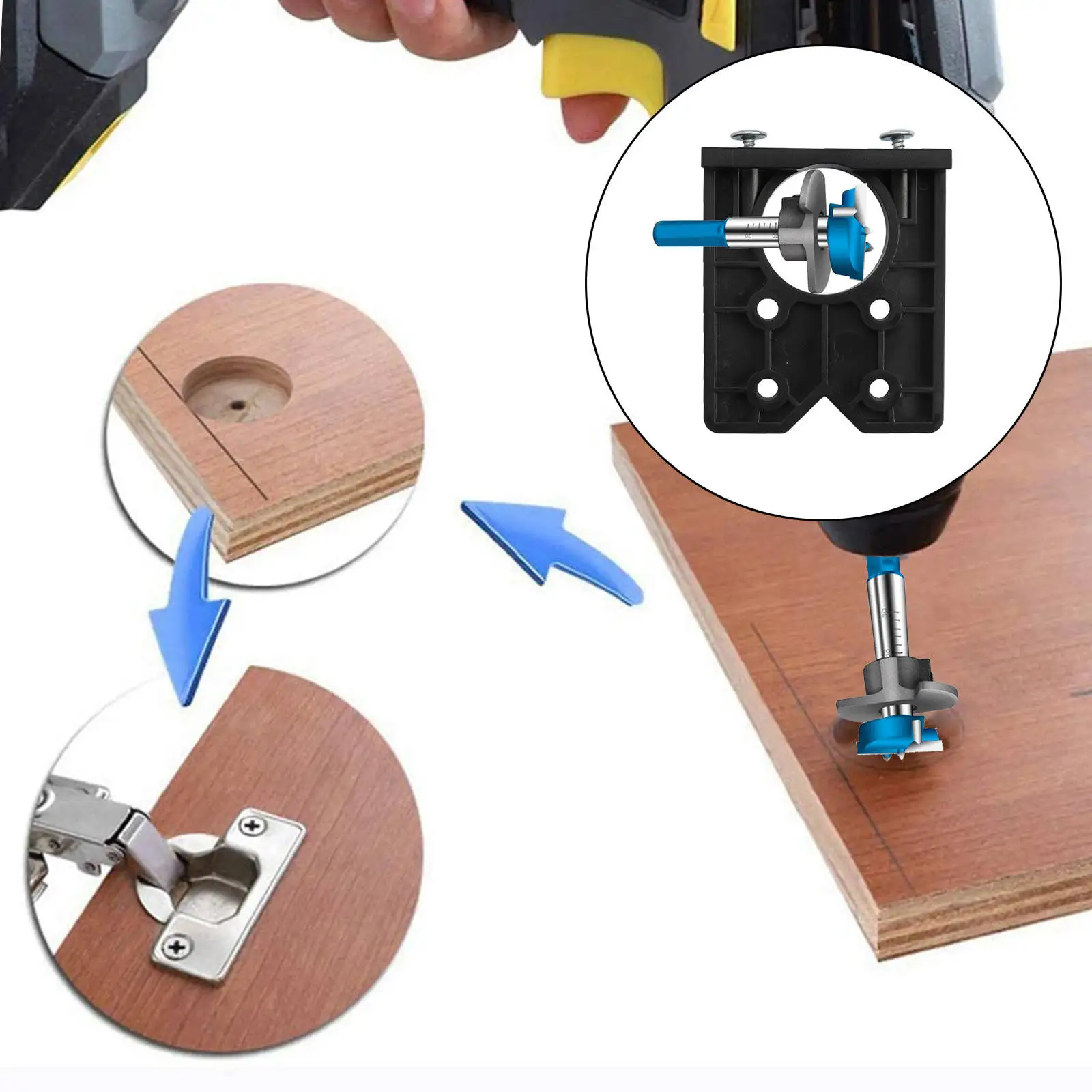 35mm Hinge Hole Drilling Guide Locator Hinge Drilling Jig Drill Woodworking Door Hole Opener Cabinet Carpentry Accessories Tool