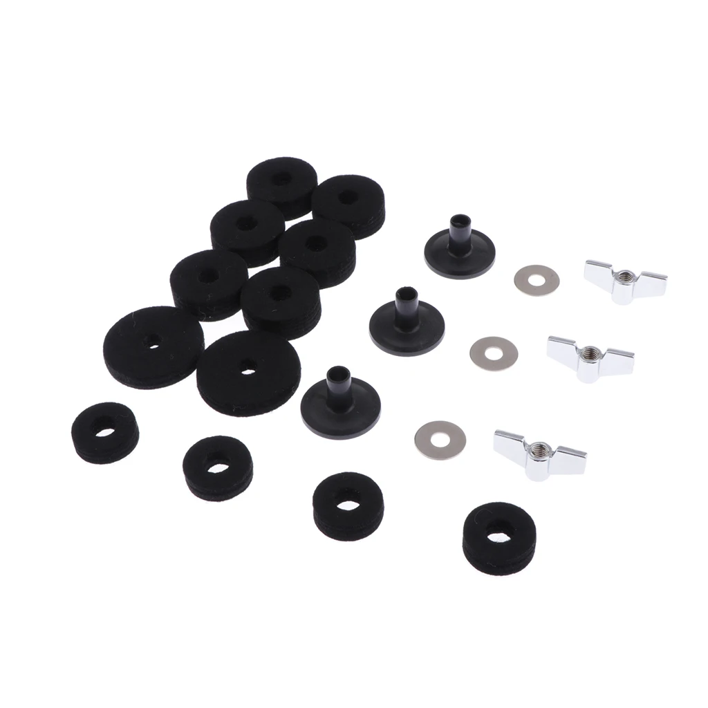 Practical Drum Set Cymbal Felts+Sleeves+Wing Nuts+Washers Set for Hi-Hat Cymbal Stand Accessories