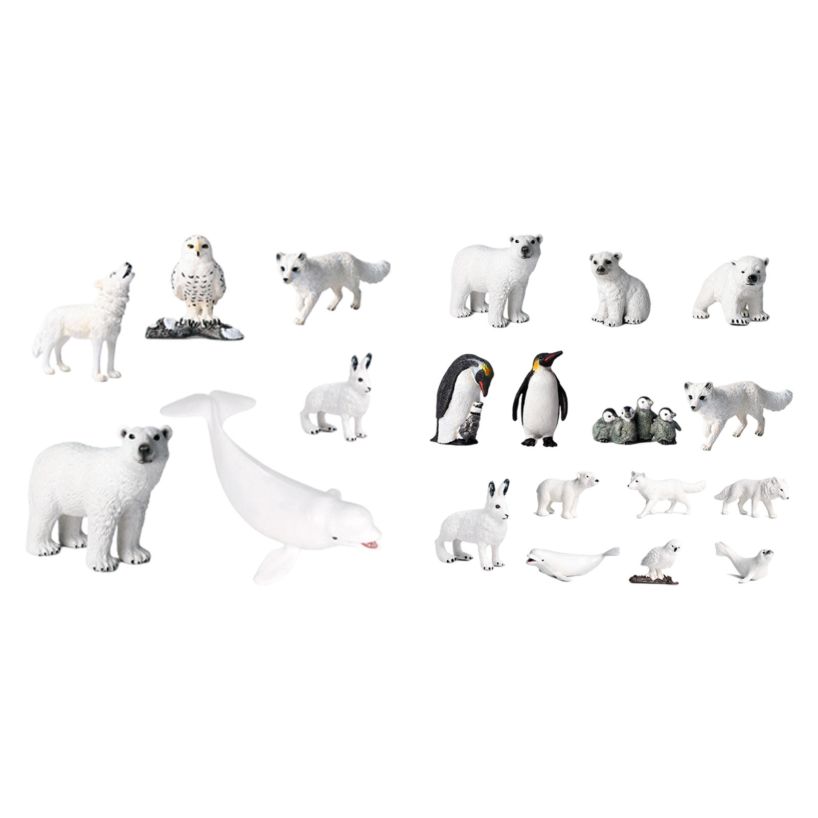 Arctic Animal Model Polar Bear Arctic Rabbits Lifelike Figures Decor Desktop Supplies Education Penguins Gift Toy Set for Kids
