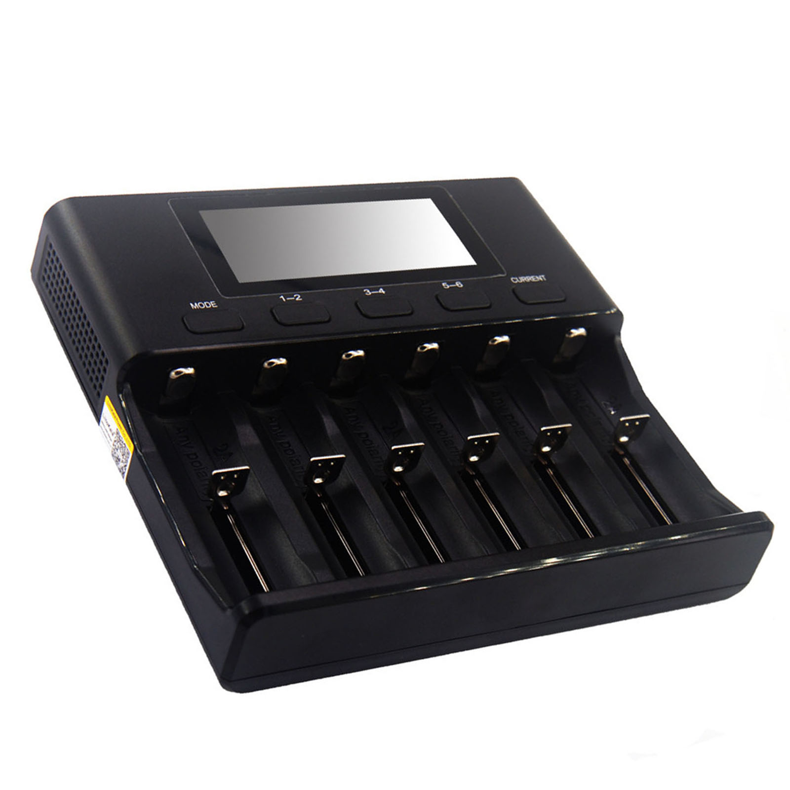 Plastic 6-Slot 18650 Battery Charger for 18350 32650 AA AAA Li-ion LiFePO4 Ni-MH Batteries Car-Polarity Detection EU Plug Black