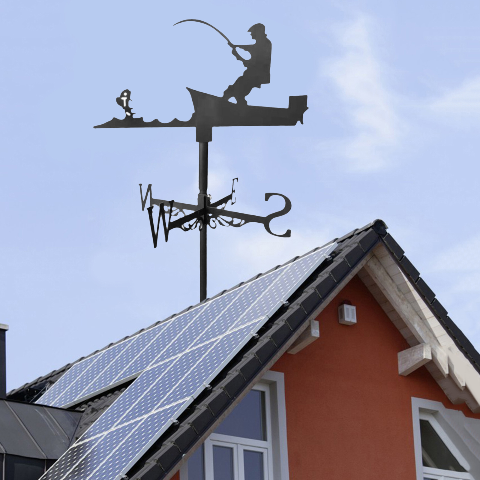 Creative Metal Sailboat Wind Vane Wind Direction Indicator Outdoor Yard Garden Decor