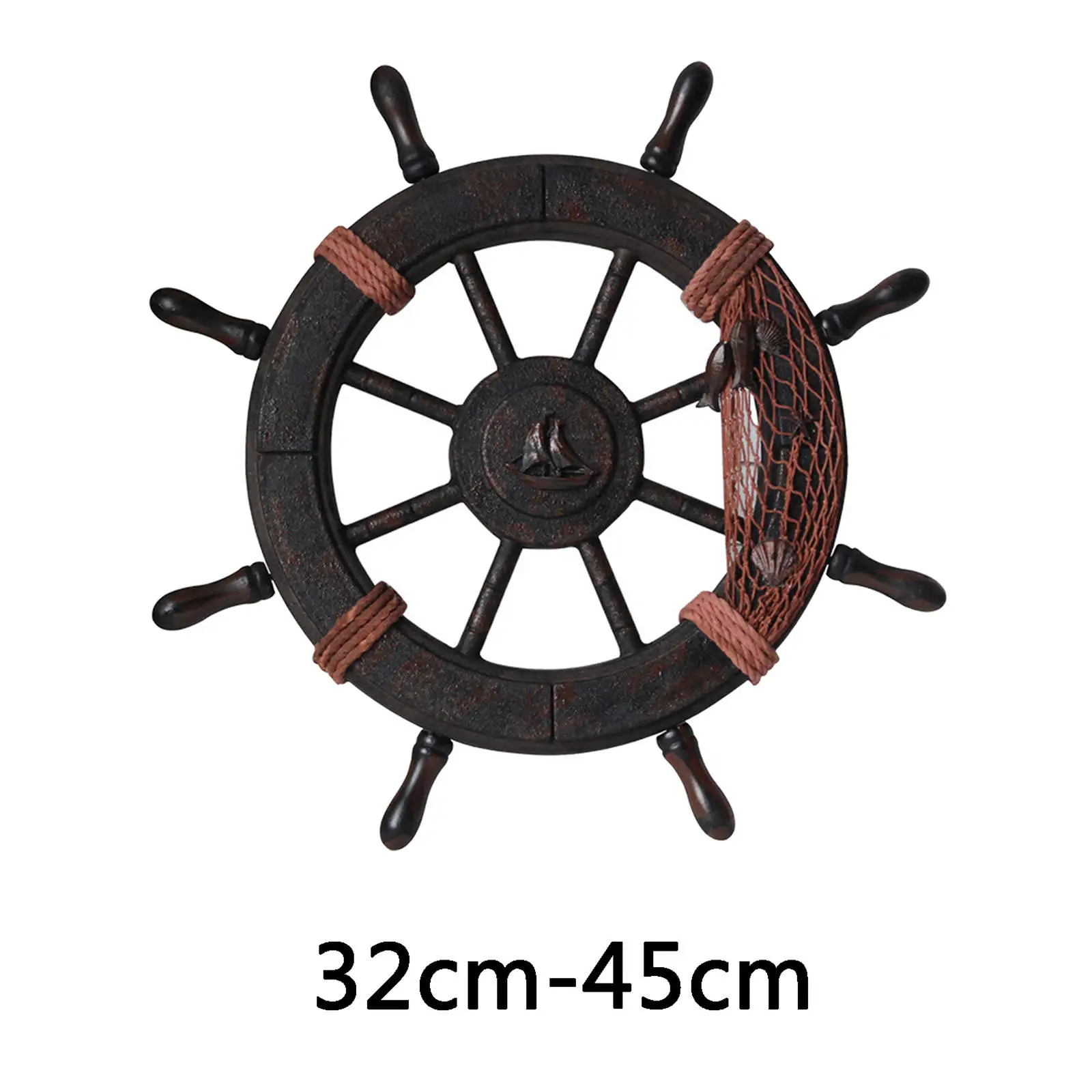 Vintage Ship Wheel Wood Wall Hanging Home Decor Pirate Steering