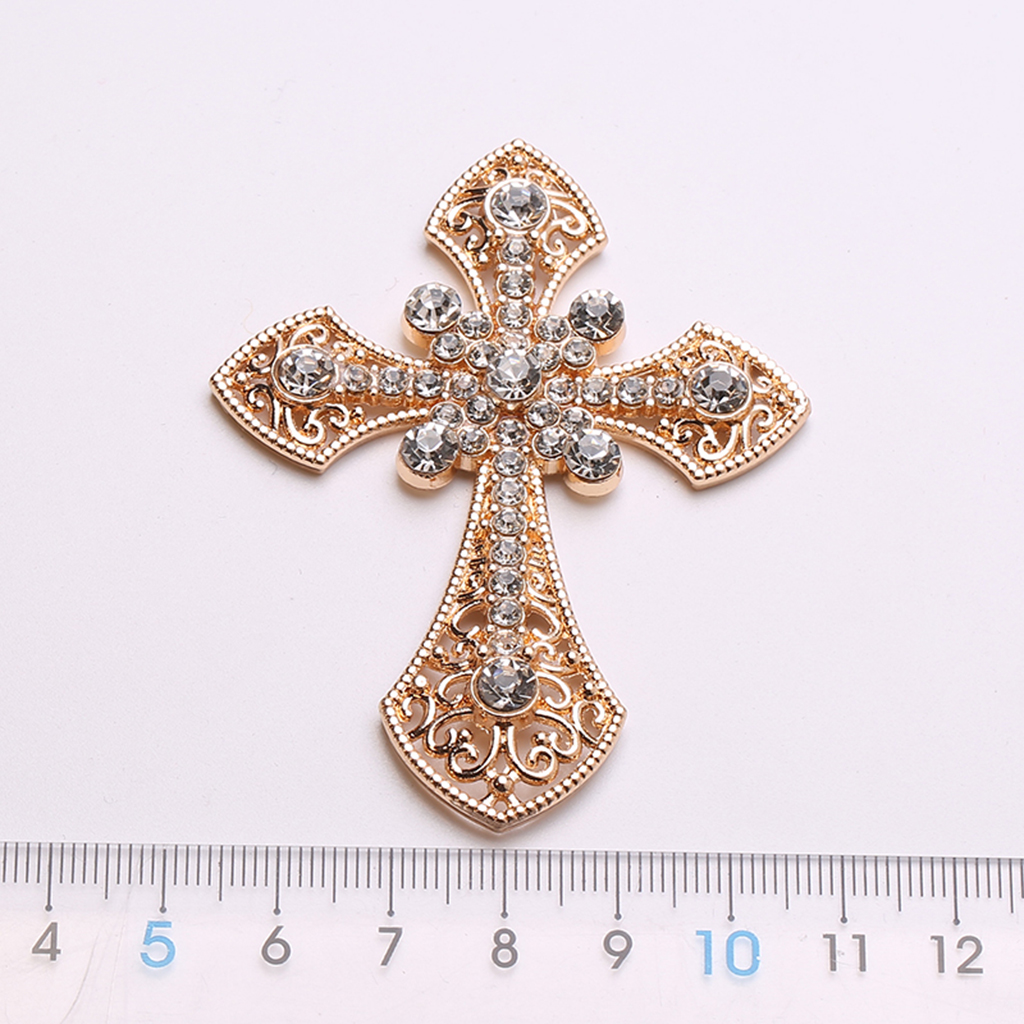 5 Pieces Crystal Cross Shape Embellishments Flatback for Scrapbooking Decoration Crafts 7.5x6.6cm