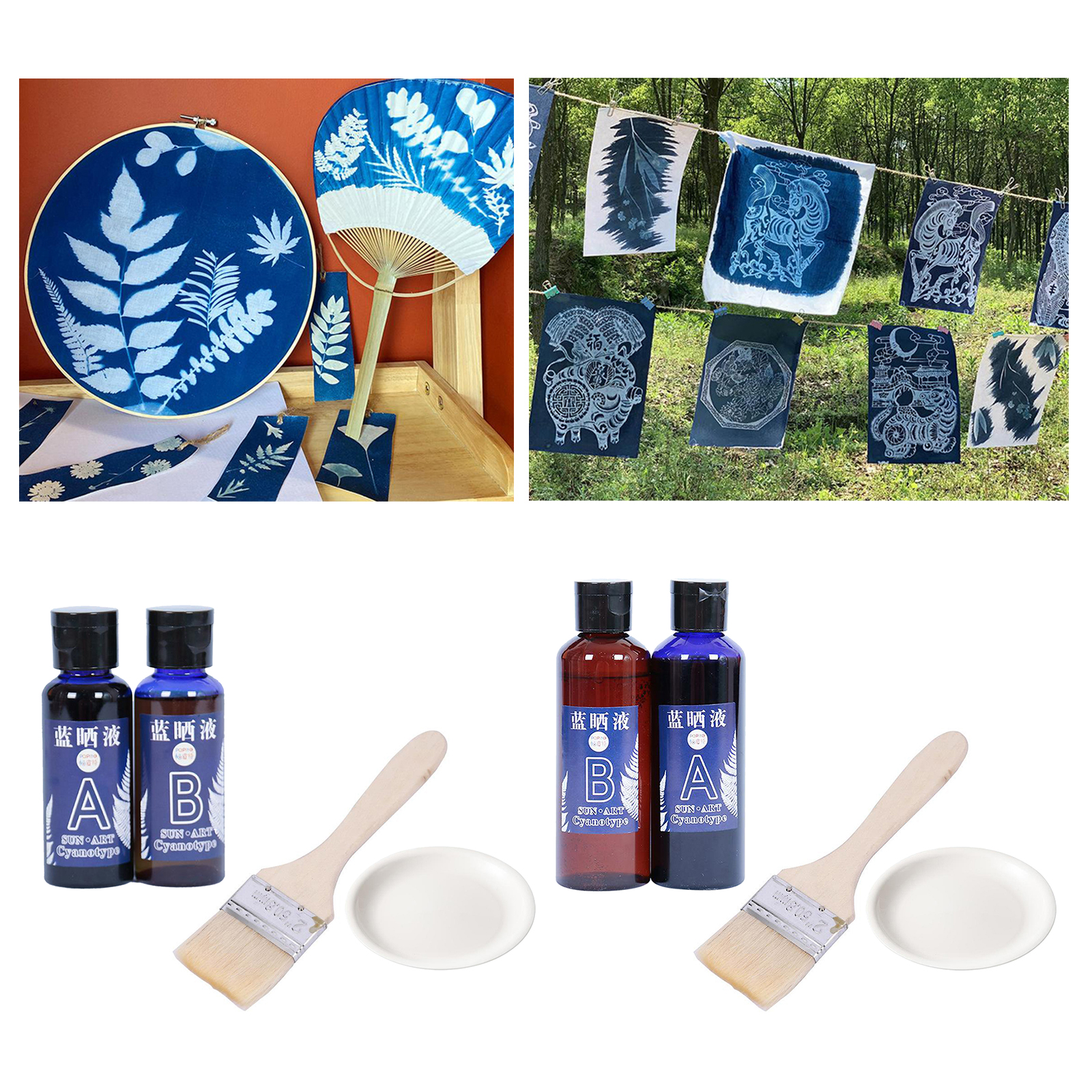 Jacquard Cyanotype Sensitizer Blueprint On Paper Fabirc DIY Kit w/Brush Tray