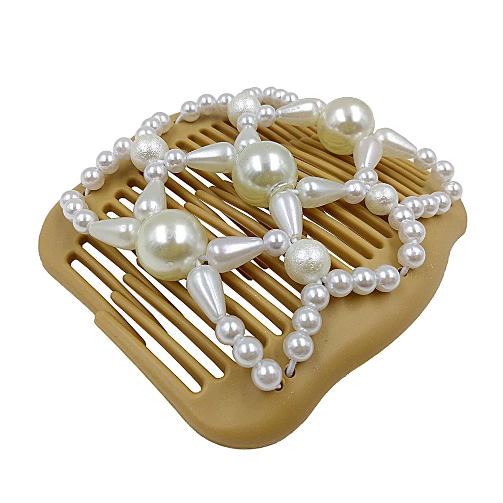 Fashion Retro Style Hair Combs Clips Elastic Beaded Updo Tools Hair Styling