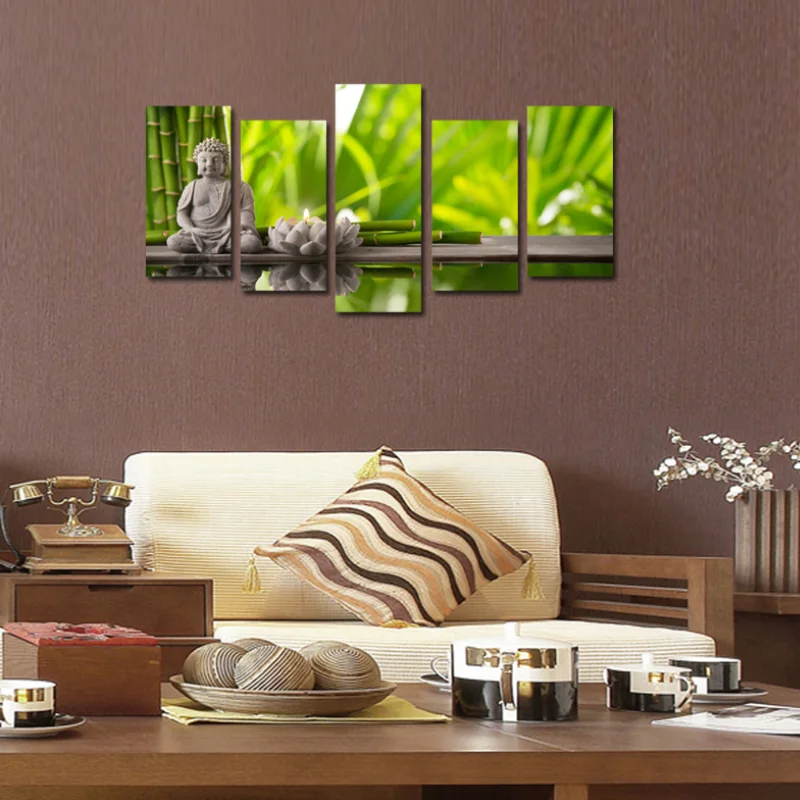 4Pz 30x30cm Zen Bambù Pietra stampa su tela DIPINTO Pittura arredamento arte 