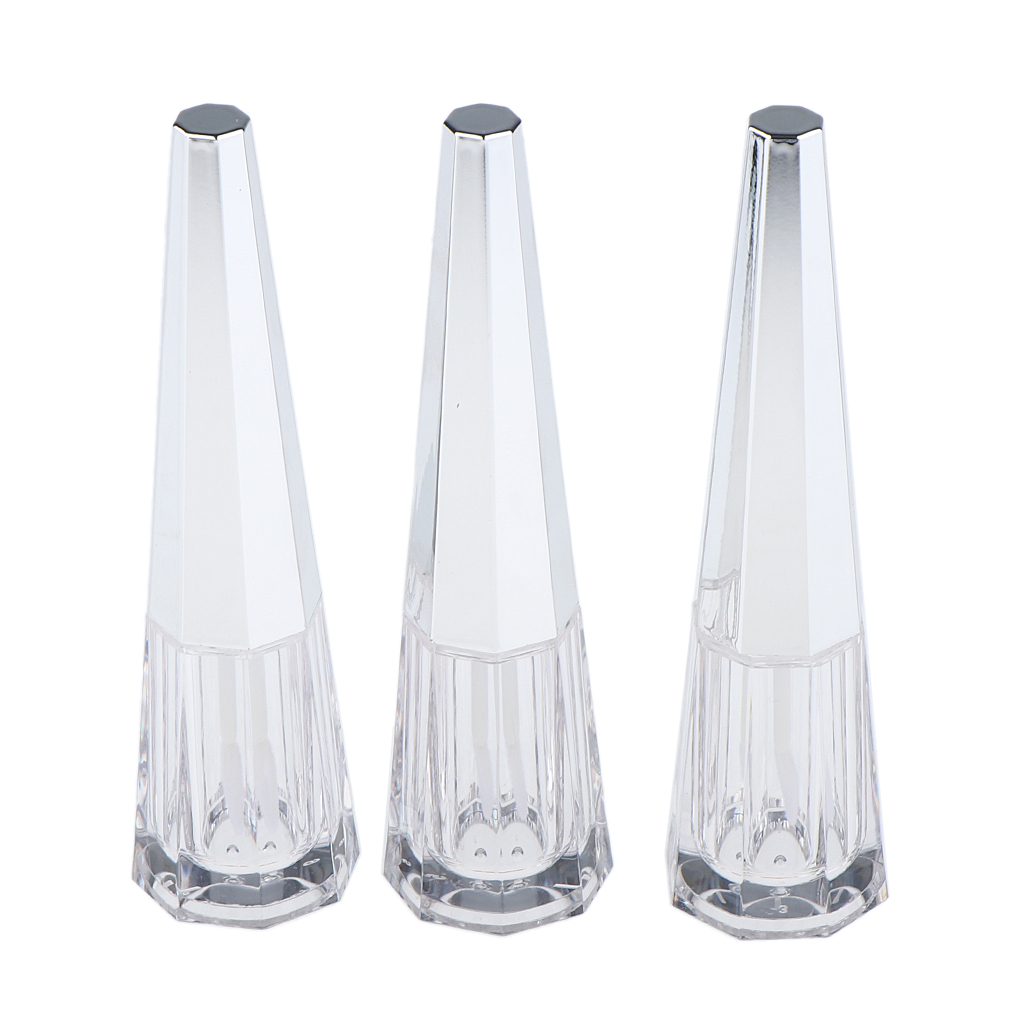 3pcs 6ml Empty Eyeliner Pens Lip Gloss Pyramid-Shaped Lipstick Tubes Bottles