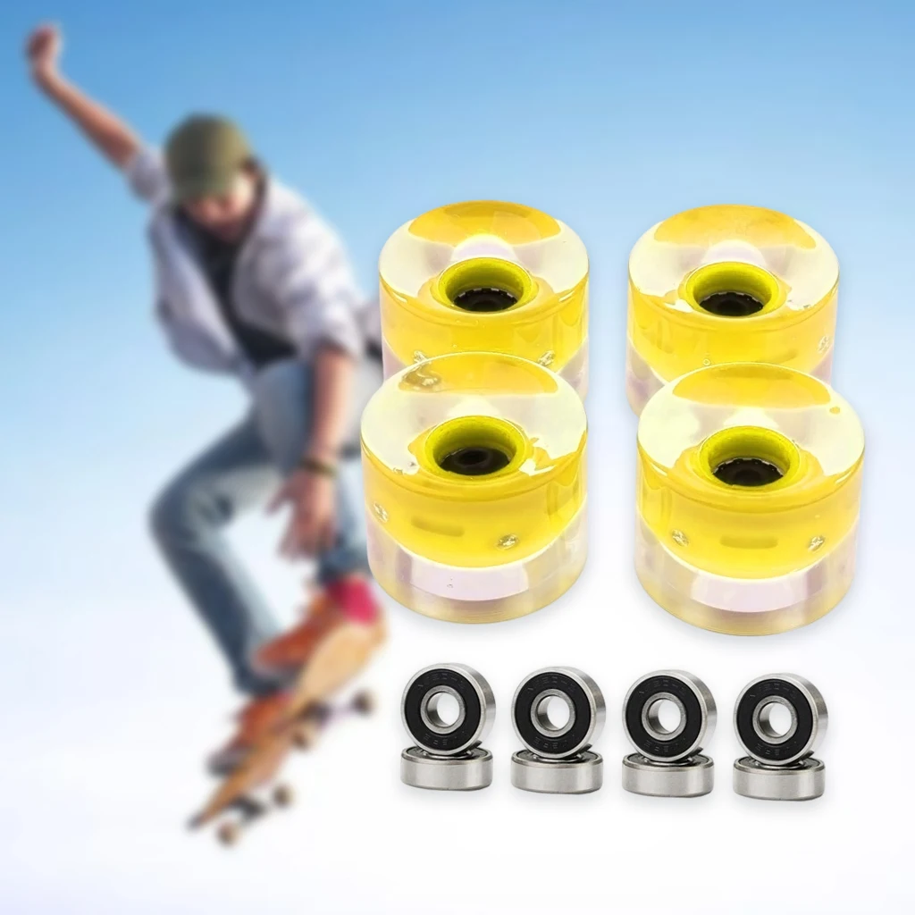 4pack 60mm Light Up Flash Skateboard Longboard Wheels 78A with Bearing Core Glow at Night Wheel Skate Board Accessories