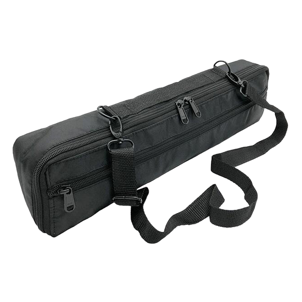 Portable 16 Holes Flute Bag Black Plushed Padded w/ Shoulder Strap Accessory