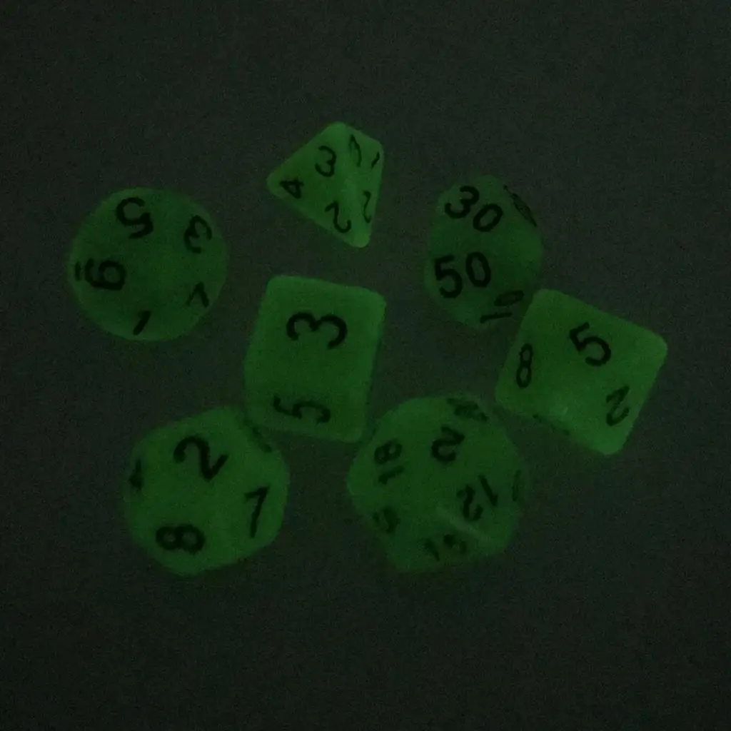 7 Pieces Digital Dices Set Glow In The Dark D4 D6 D8 D10 D20 for MTG TRPG DND Board Card Game Parts