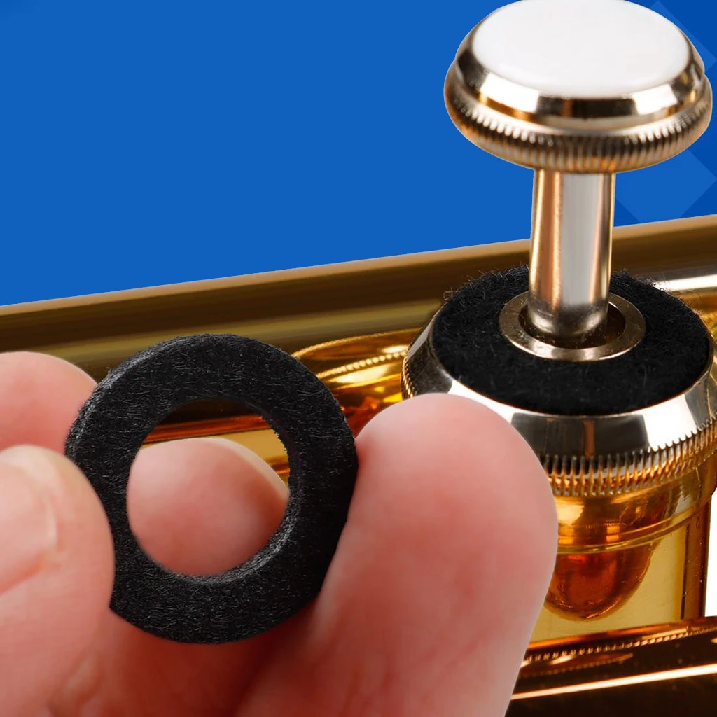 Trumpet Washers Pad 10 Pcs Trumpet Valve Stem Felt Washers Cushion Pad for Trumpet Trombone Palm Cornet