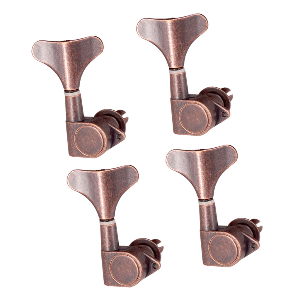 Fishtail Buttons Bass Guitar String Tuner Pegs Mechanics 4R Red Bronze