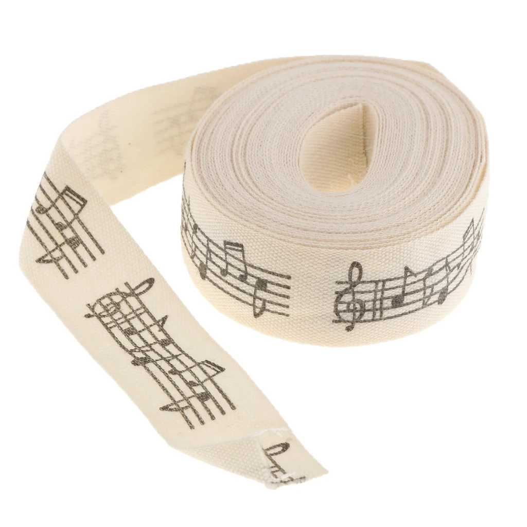 MagiDeal 5 Yards Musical Note Printed Cotton Ribbon Gift Package Craft DIY Sewing Accessories 15mm