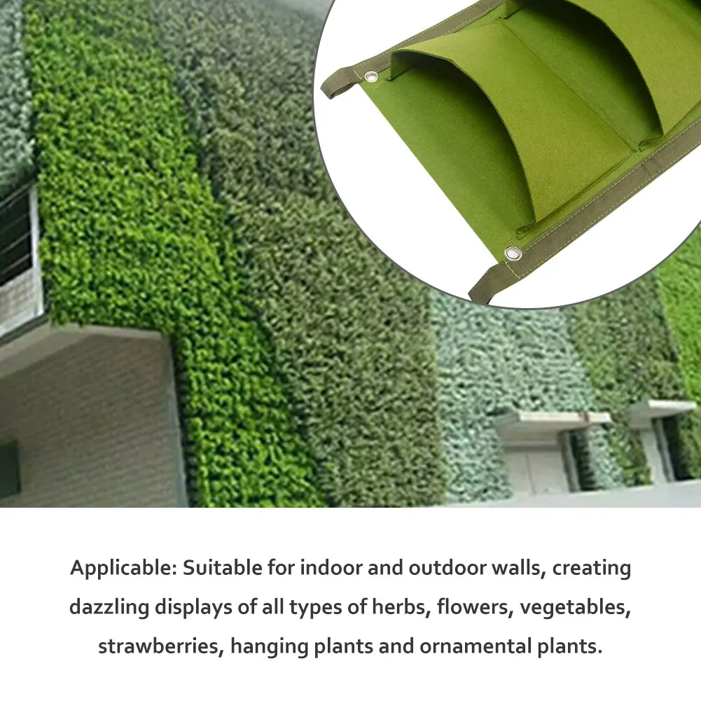 2pcs Home Decoration Greening Pouch Vertical Growing Planting Bag Flower Container Indoor Outdoor Yard Felt Wall Hanging Balcony