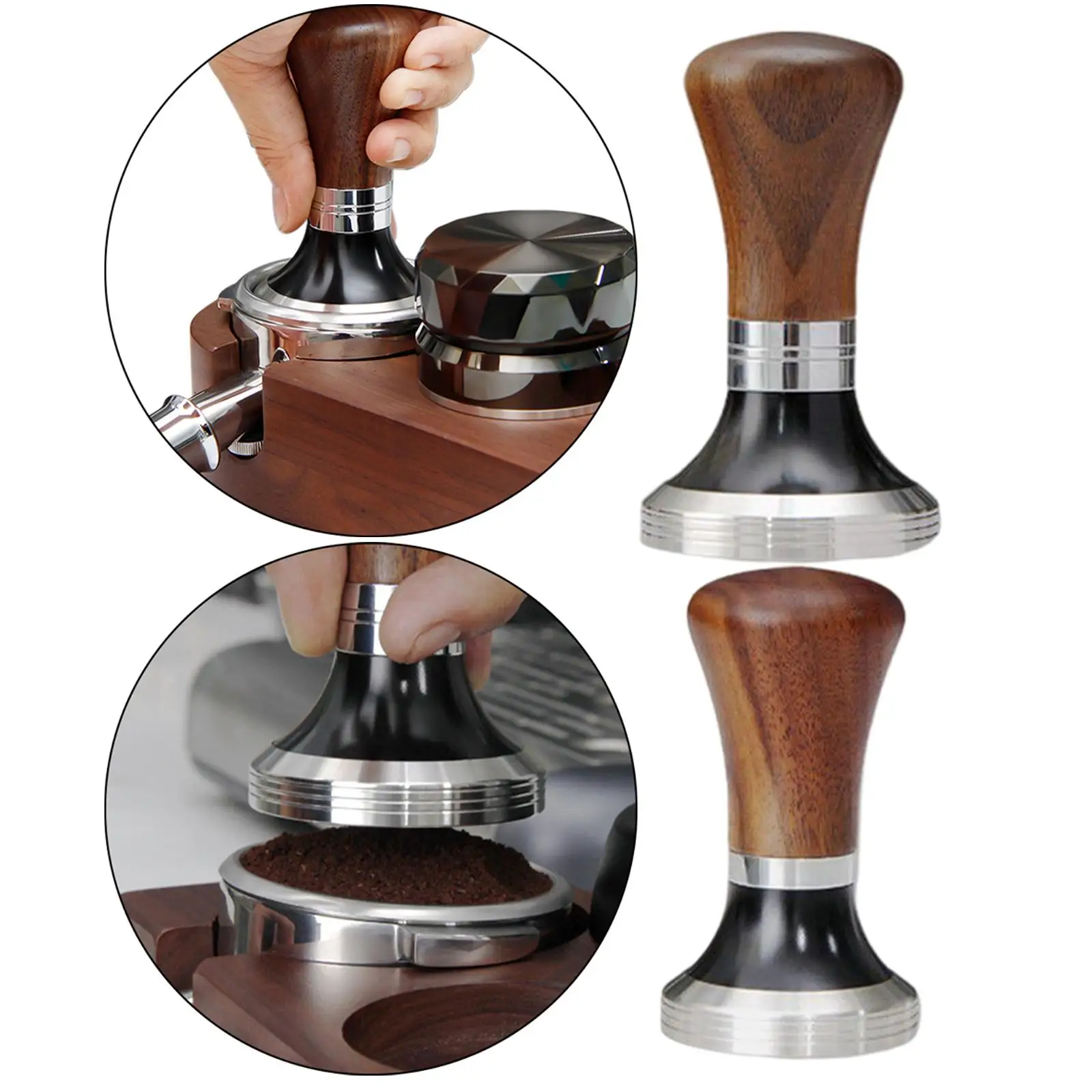 Aluminum Coffee tamper café de distribución leveler herramienta 58mm mango ajustable 