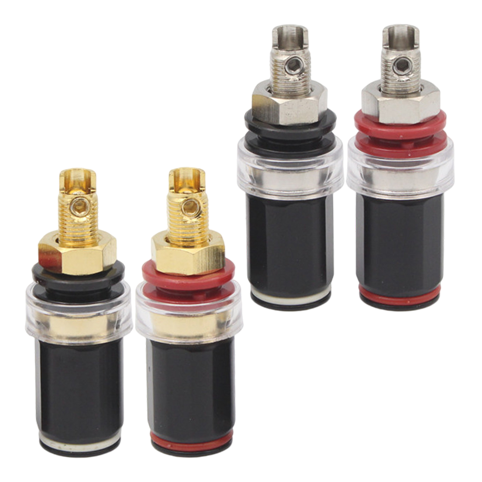4 pcs HIFI Speaker Terminal 50mm Pure Copper Gold-plated Terminal Block Amplifier Audio Banana  Socket Connector
