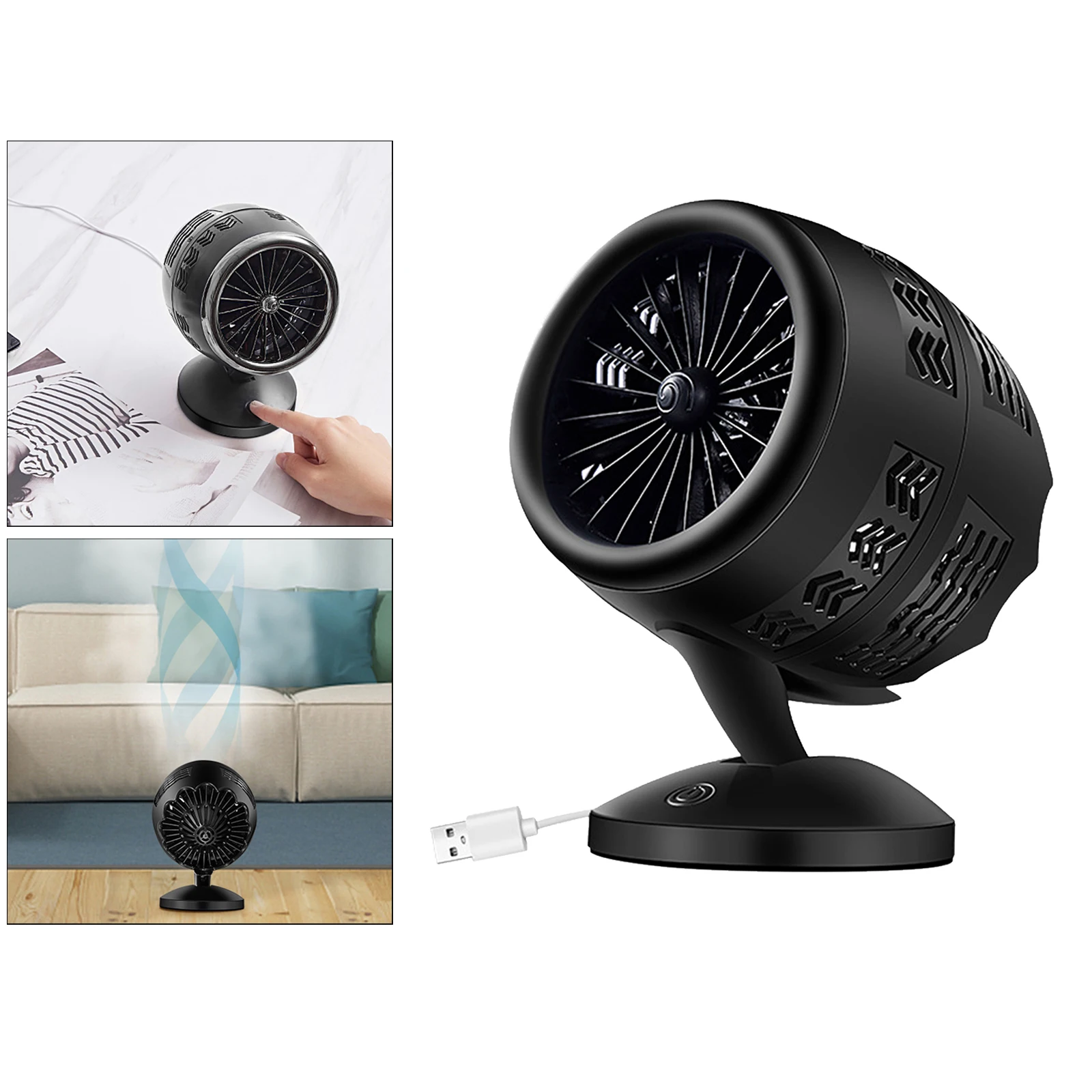 Small Personal USB Powered Table Desk Fan Cooling Fan Twin Turbo Blades Mute soft wind for Home Office Outdoor Travel