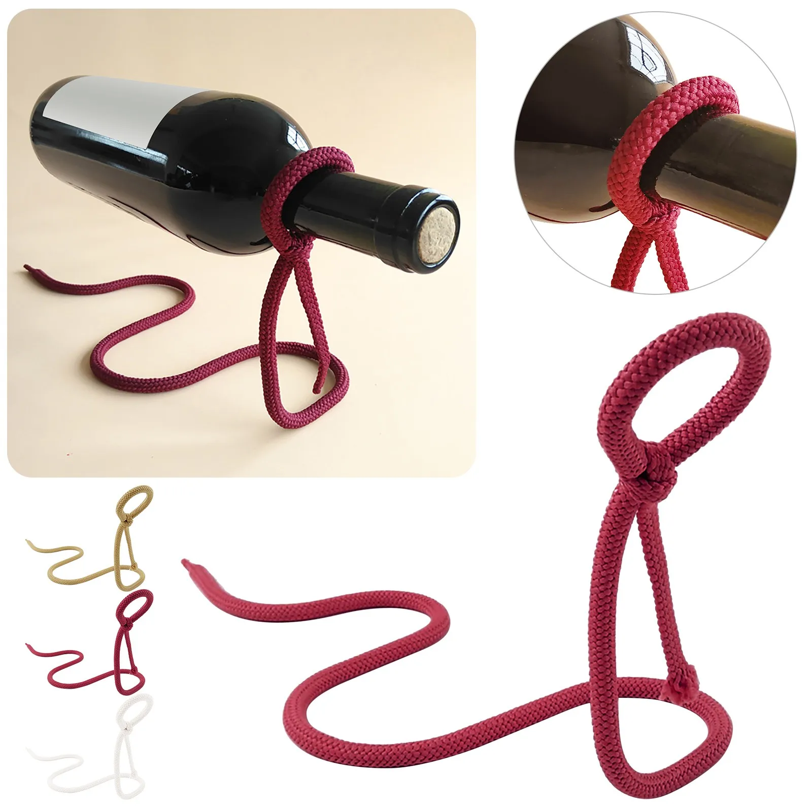 EliteMill Soporte mágico para vino suspendido cuerda de metal para vino soporte de suspensión para botellas de almacenamiento para decoración de bodas y fiestas 