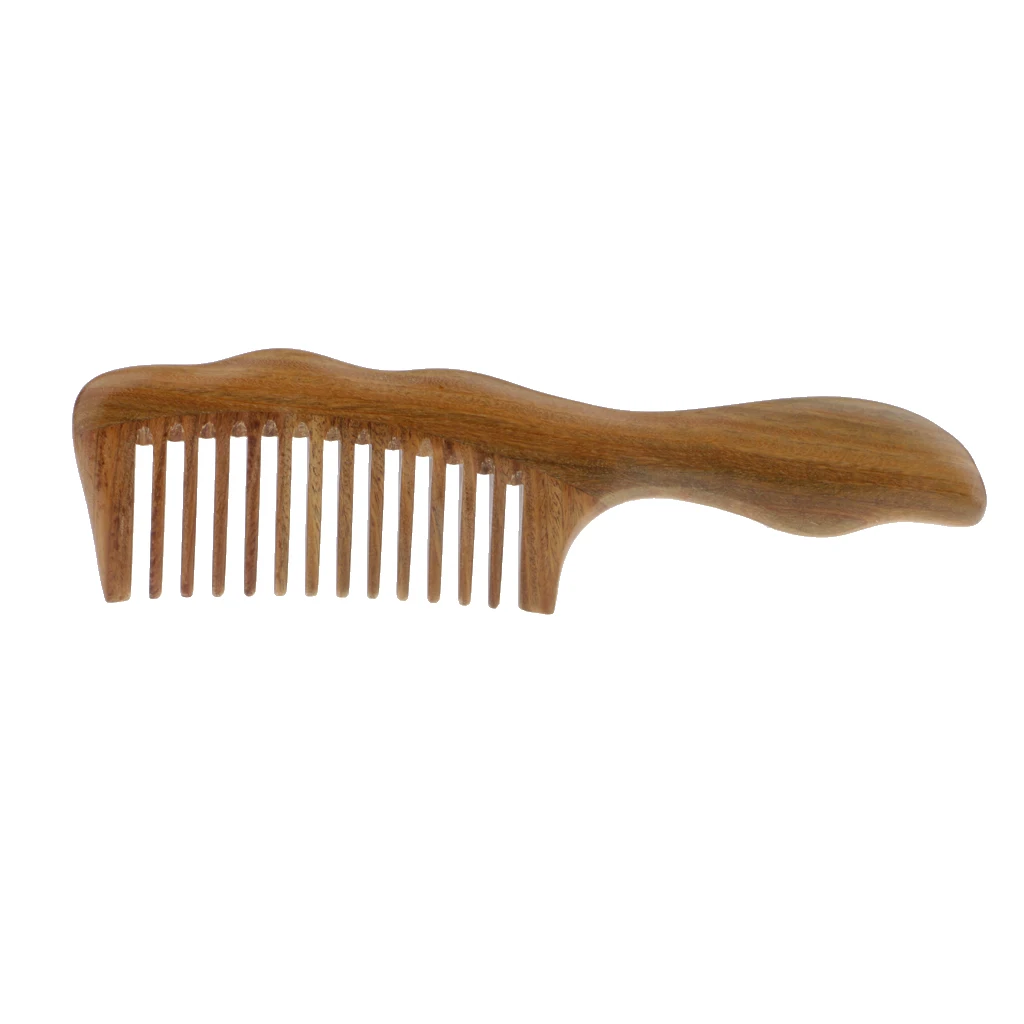 Wood Hairbrush Green Sandalwood Wide Teeth Comb / Head Massage Antistatic
