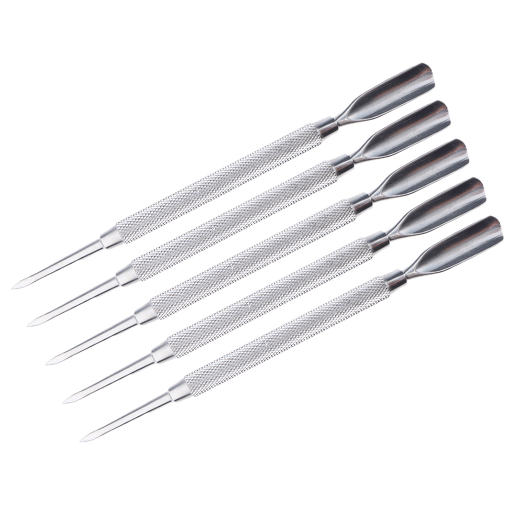 5pcs Stainless Cuticle Nail Pusher Spoon Remover Manicure Pedicure Care Tool