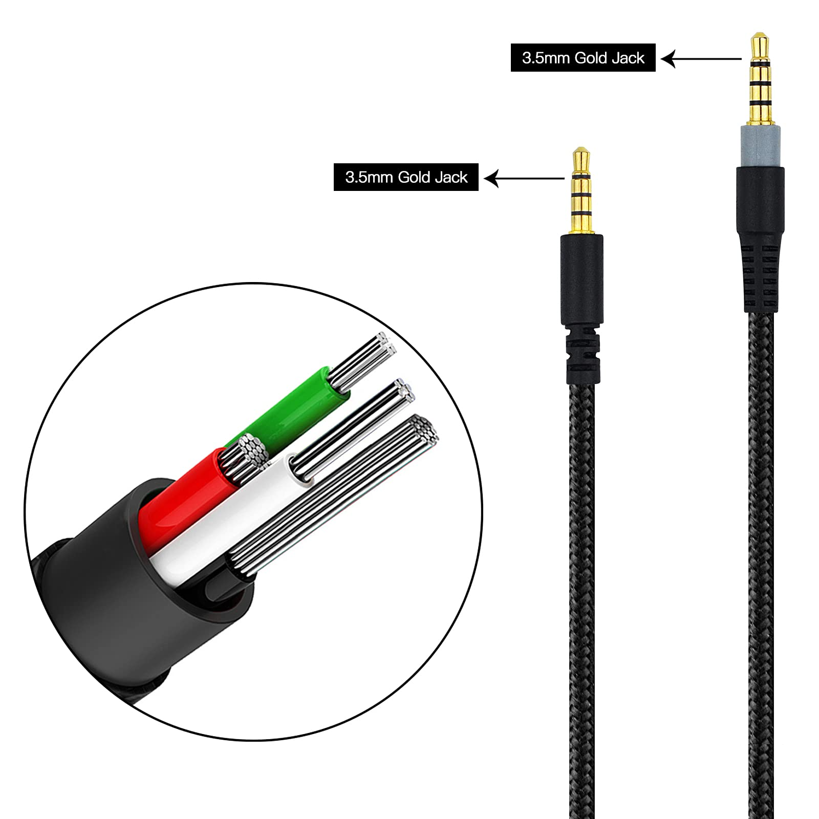 OFC Replacement Braided Aux Cable Extension Cord For JBL Quantum One 1 400 600 610 800 810 910 Gaming Headsets Headphones