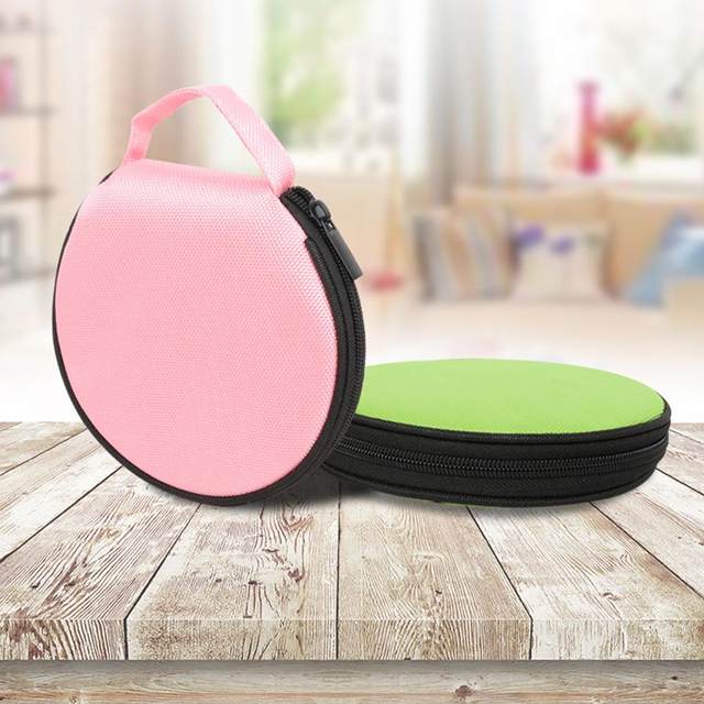 Sac Rangement CD Tissu Oxford - 20 Disques Fermeture Éclair - Vert Imperméable