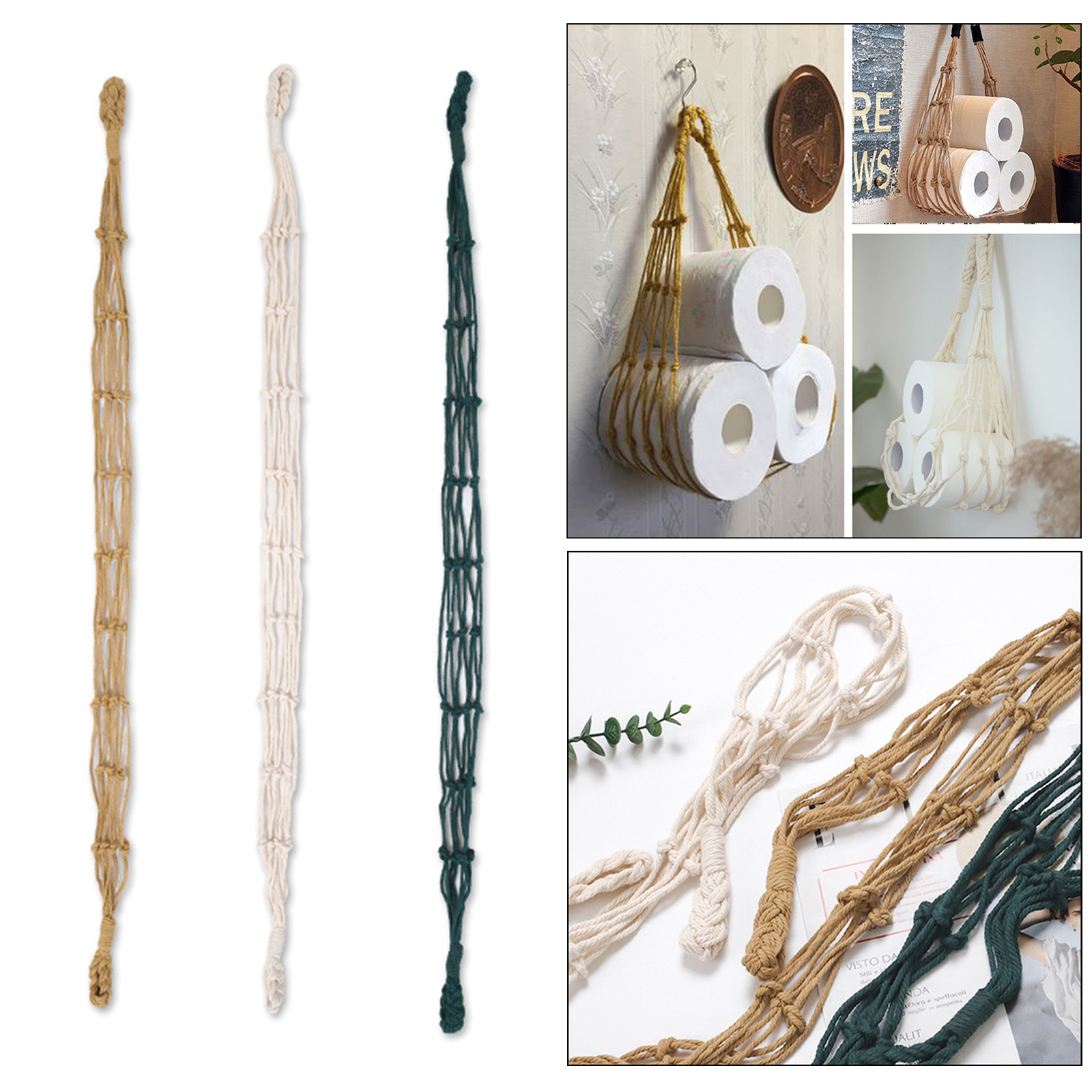 Vintage Cotton Rope Toilet Paper Holder Storage Basket for Boat Beach Seahorse Theme Bathroom Decor Decorations Home Hotel