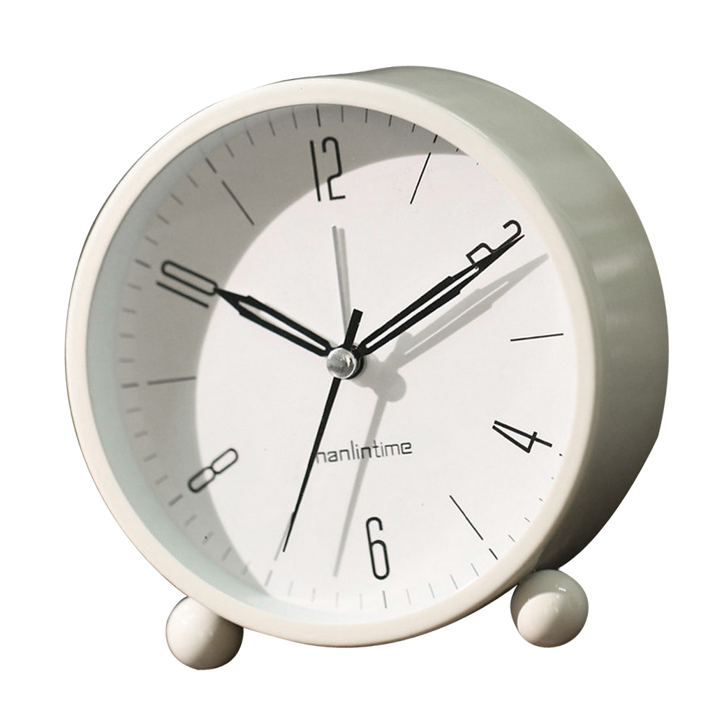 4 inch Round Silent Analog Alarm Clock Non Ticking Bedroom Bedsides Alarm Clock Battery Operated Nightlights
