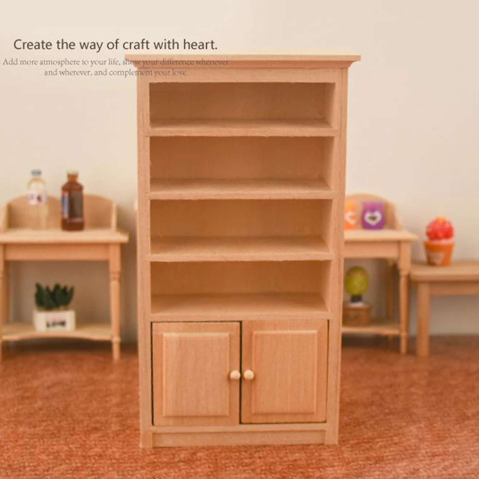 1:12 Scale Miniature Wooden Cabinet Bookshelf Living Room Supplies Accs