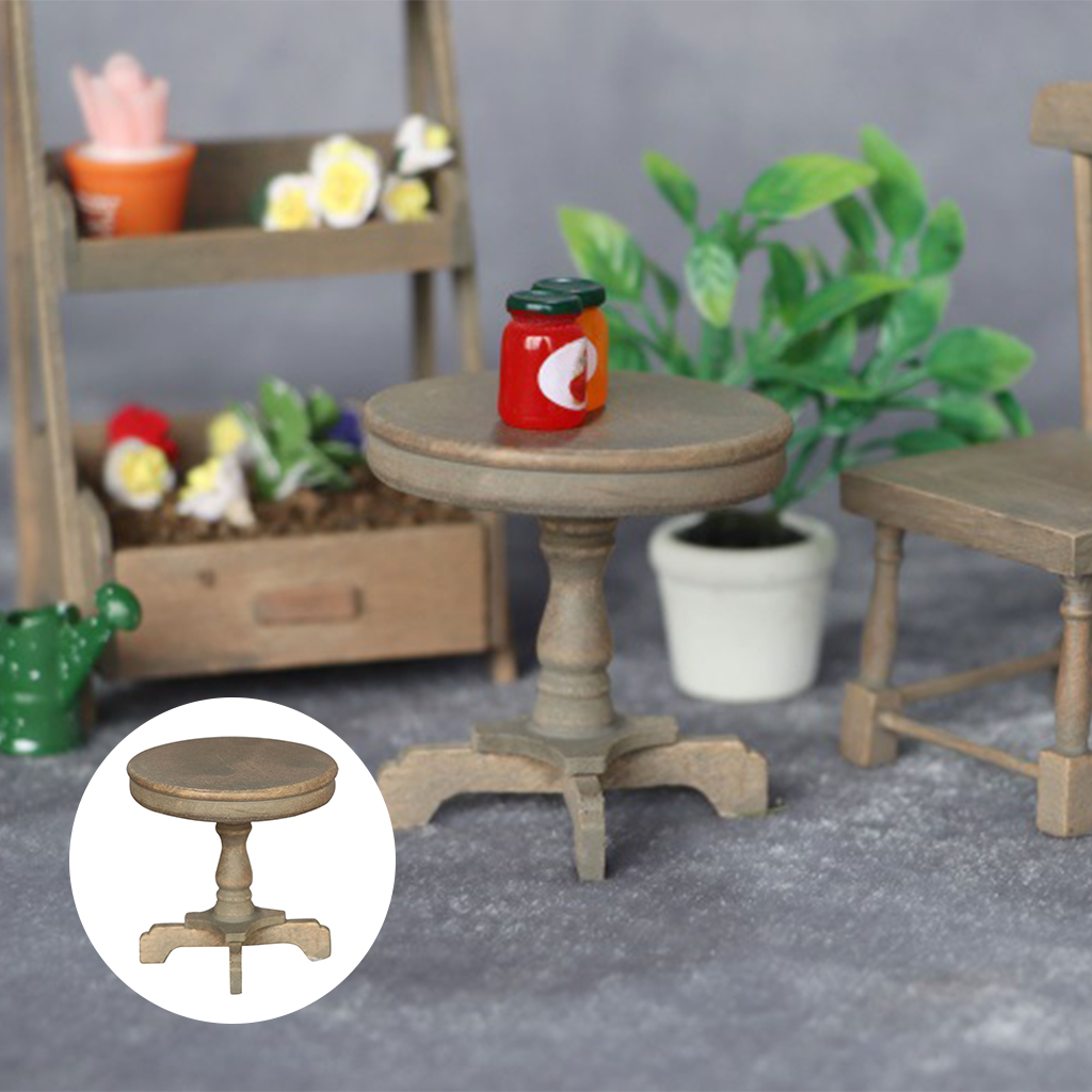 1:12 Dollhouse Shabby Antique Wood Table Garden Yard Modern Furniture Toys
