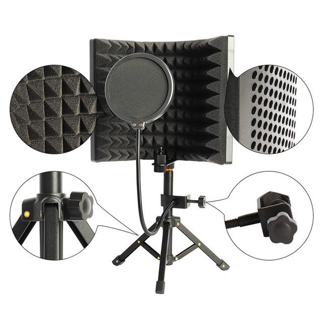 Yescom Studio Microphone Bouclier d'isolation Panneau de mousse acoustique  Panneau d'enregistrement insonorisant Support de support 